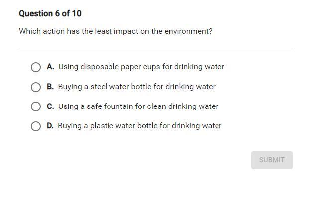 Which Action Has The Least Impact On The Environment