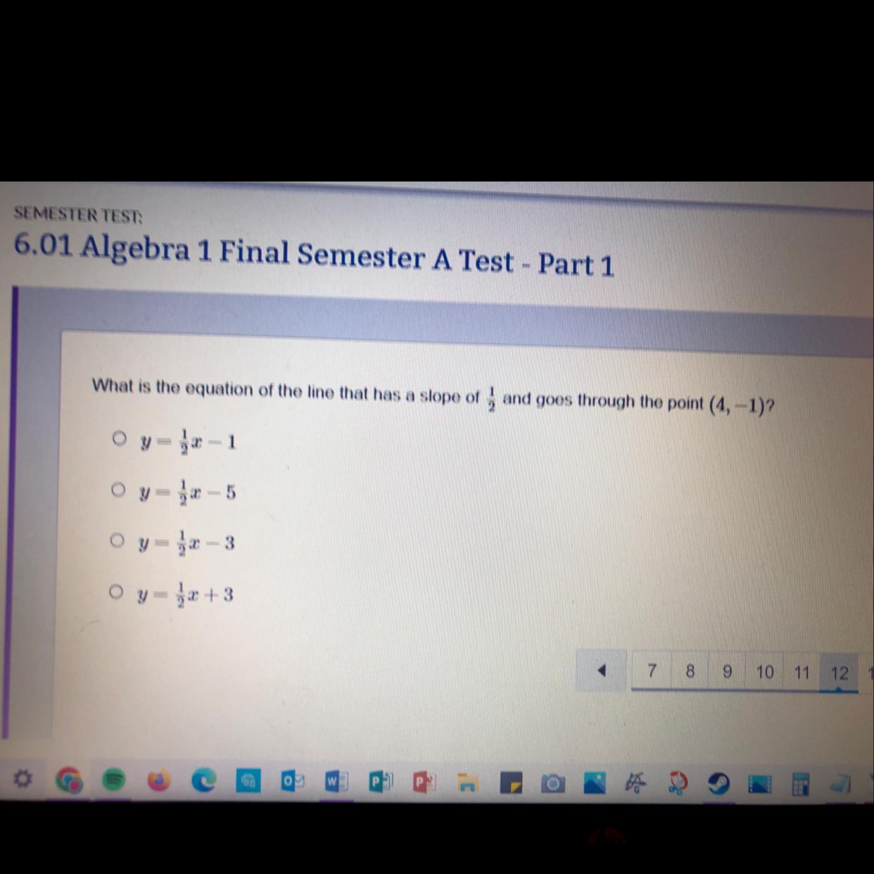 What Is The Equation Of The Line That Has A Slope Of 1/2 And Goes Though The Point (4,-1)