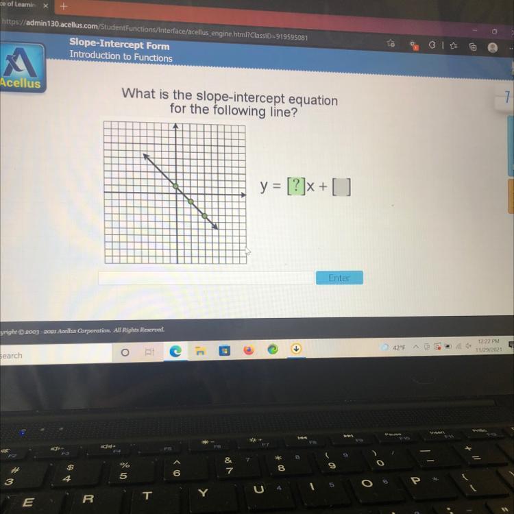 What Is The Slope-intercept Equationfor The Following Line?y = [?]x+O