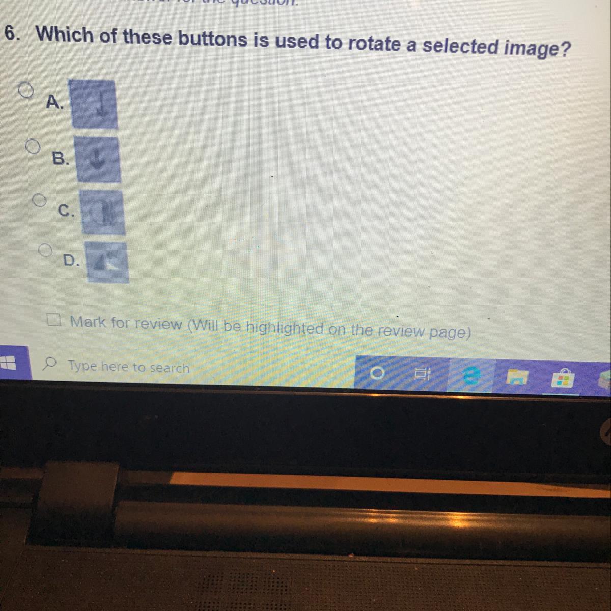 6. Which Of These Buttons Is Used To Rotate A Selected Image?ABCD