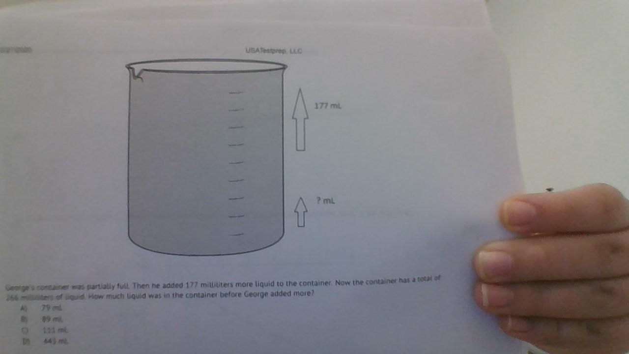 George's Continer Was Partially Full. Then He Added 177 Millters More Liquid To The Container. Now The