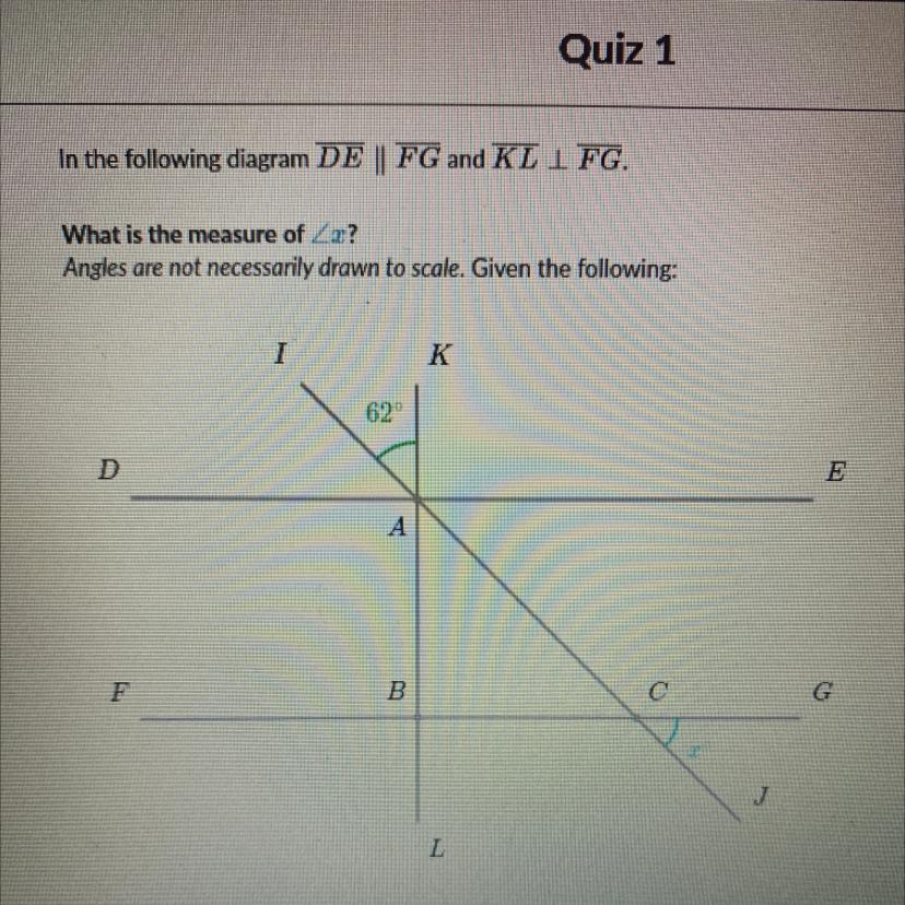 PLS HELP ASAP!!! In The Following Diagram DE | FG And KL | FG What Is The Measure Of Angle X 