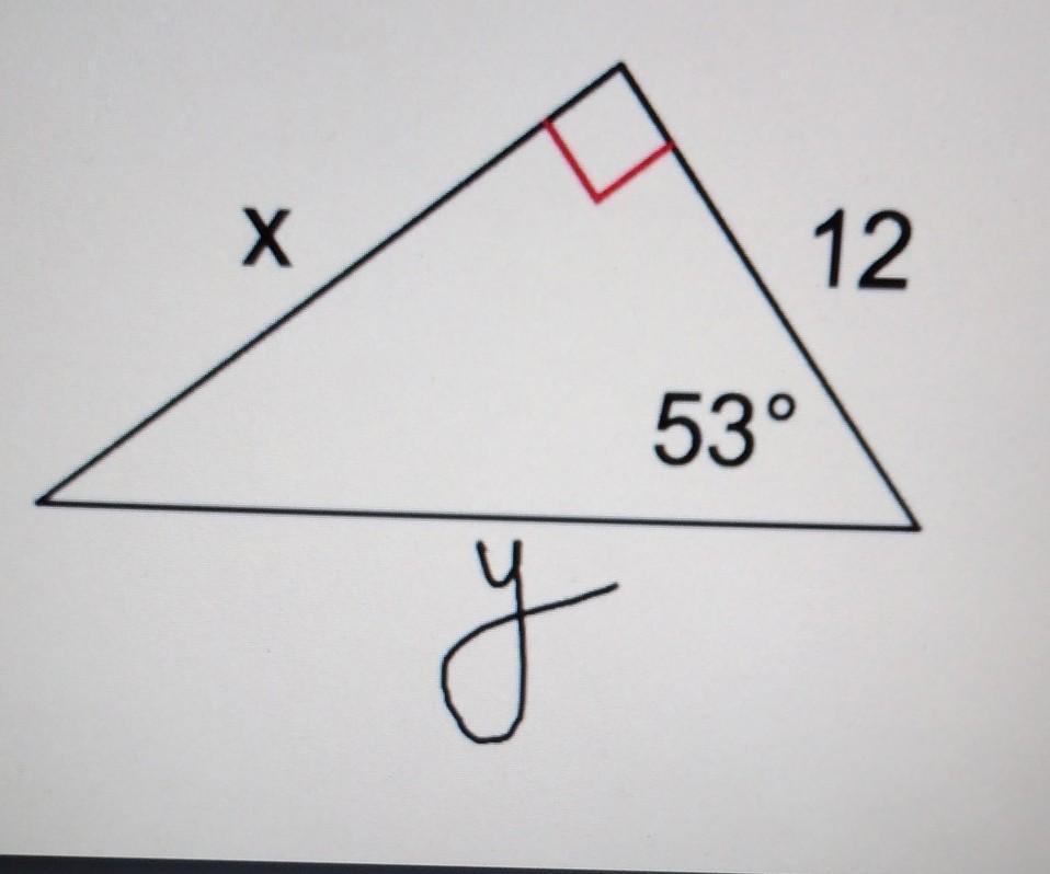 Basic Ratio Right Triangle Trigonometry Find The Missing Side X And Y. 