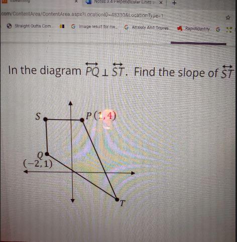 In The Diagram Pq And St Find The Slope Of St