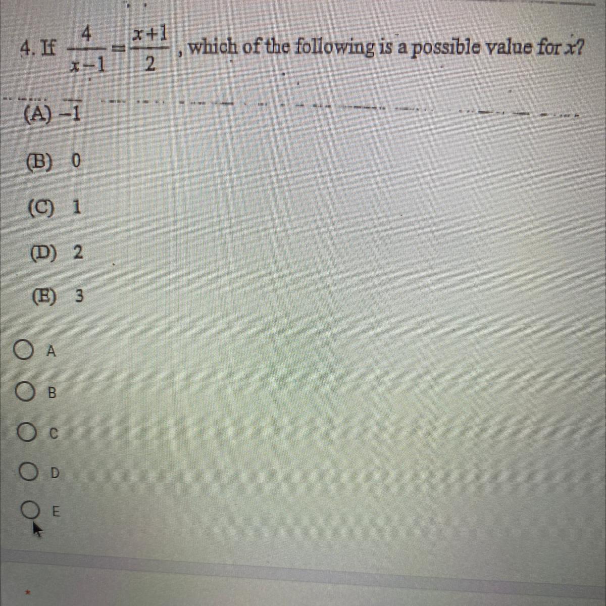 Which Of The Following Is A Possible Value For X