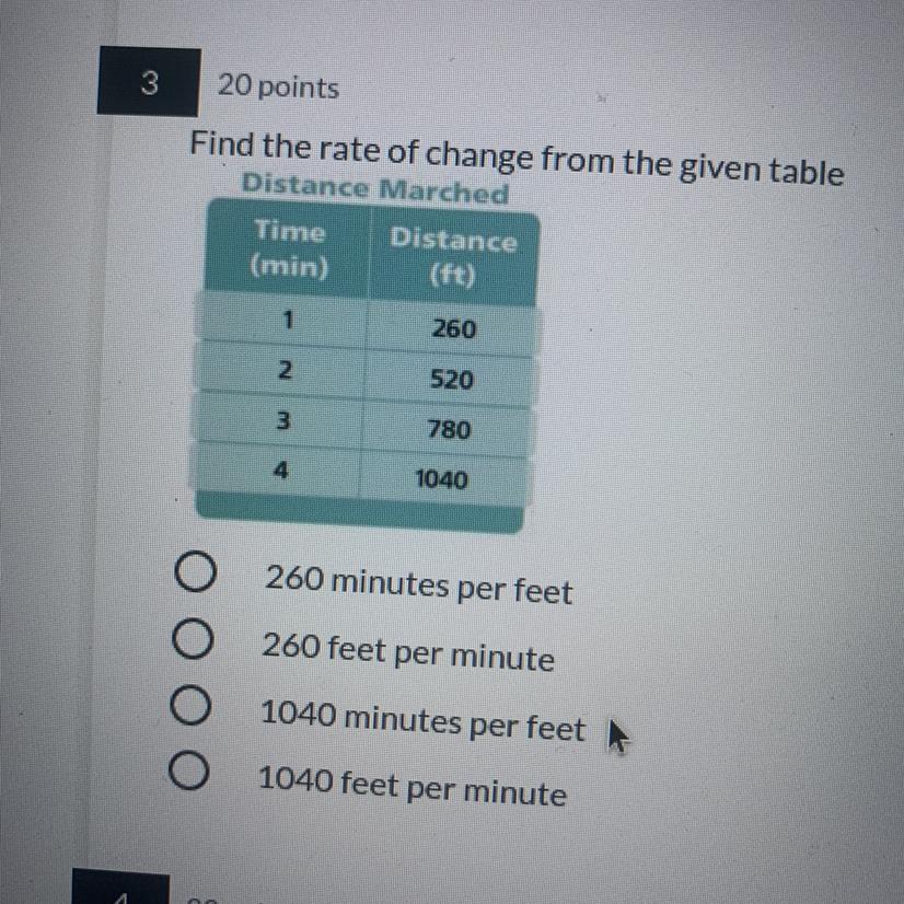 Find The Rate Of Change From The Given Table 