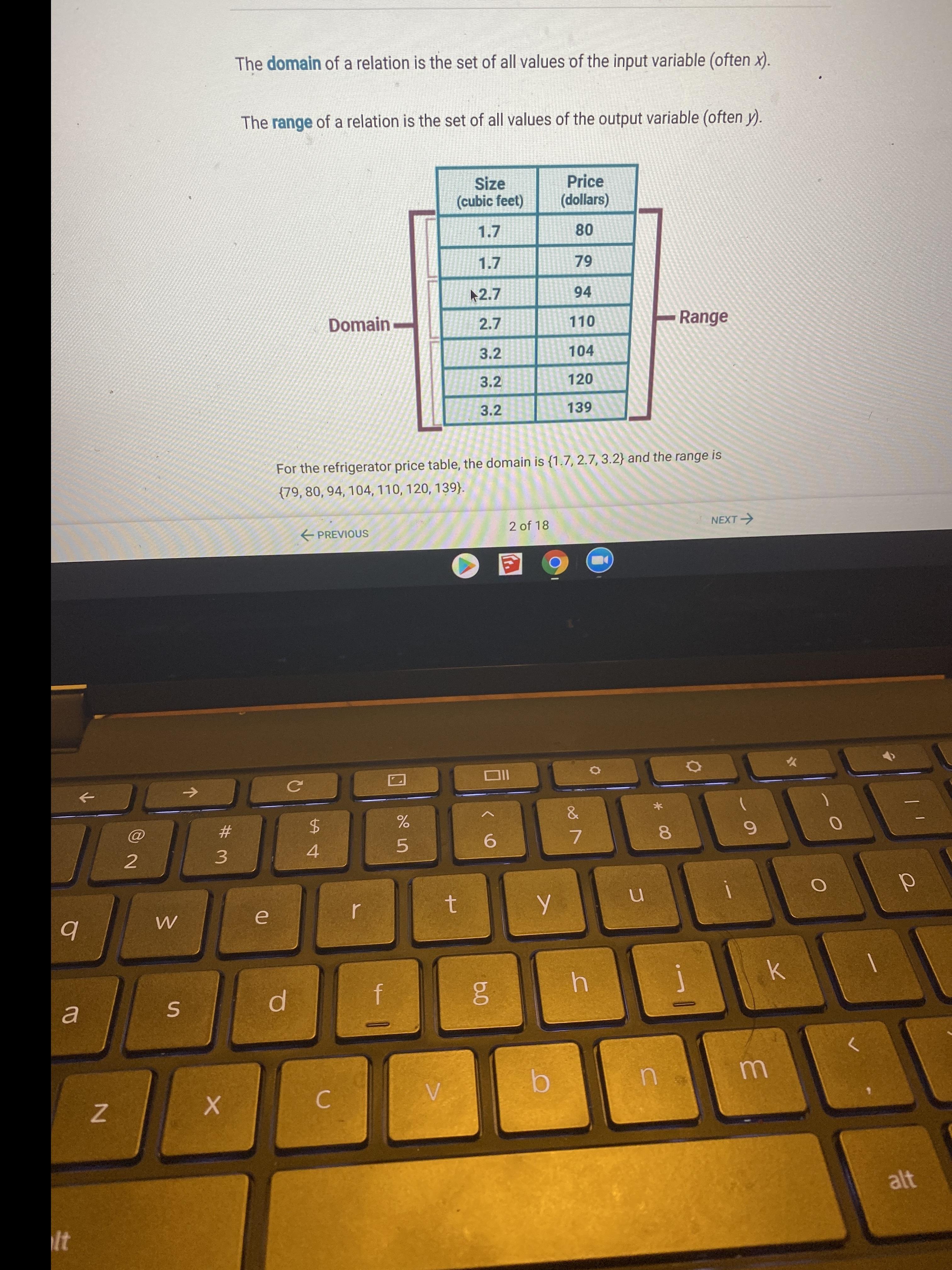 Look Again At The Table Of Refrigerator Sizes And Prices. Is The Relation A Function?A. The Relation