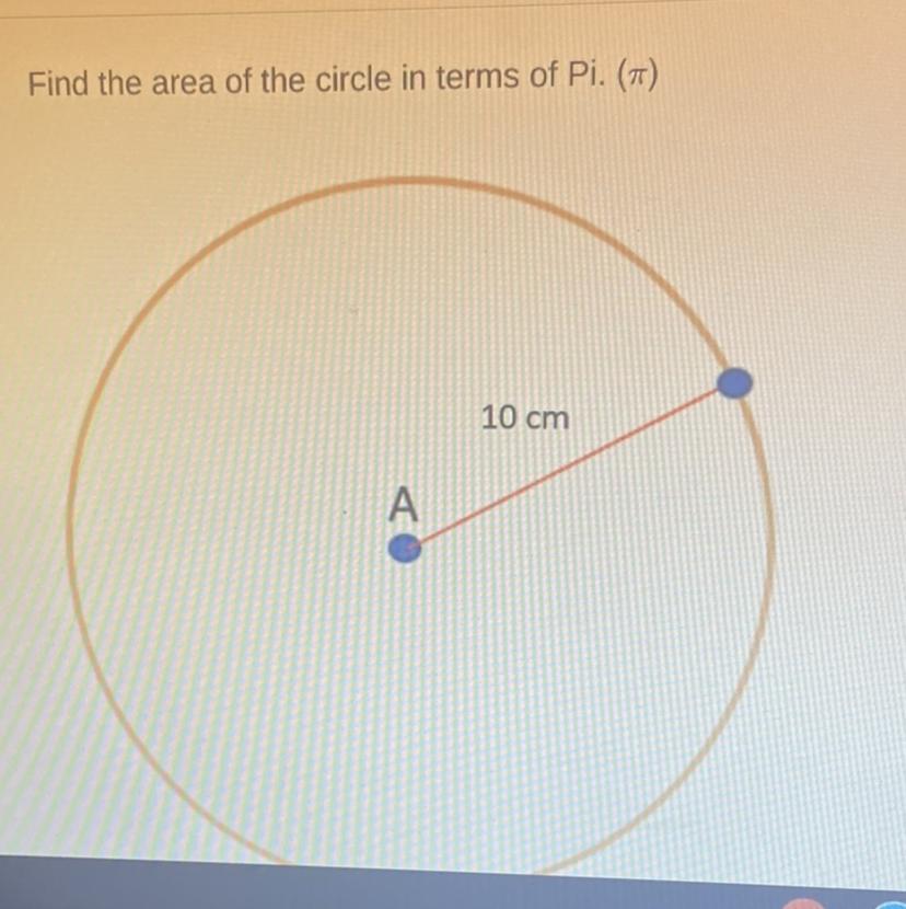 Find The Area Of The Circle In Terms Of Pi. (TT)10 CmA