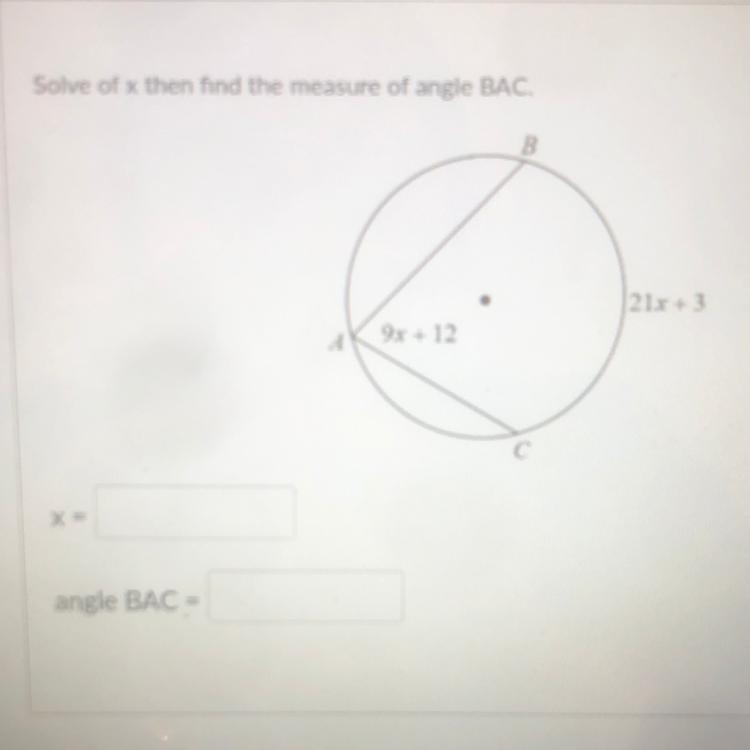 Find The Missing Angle XThen BAC
