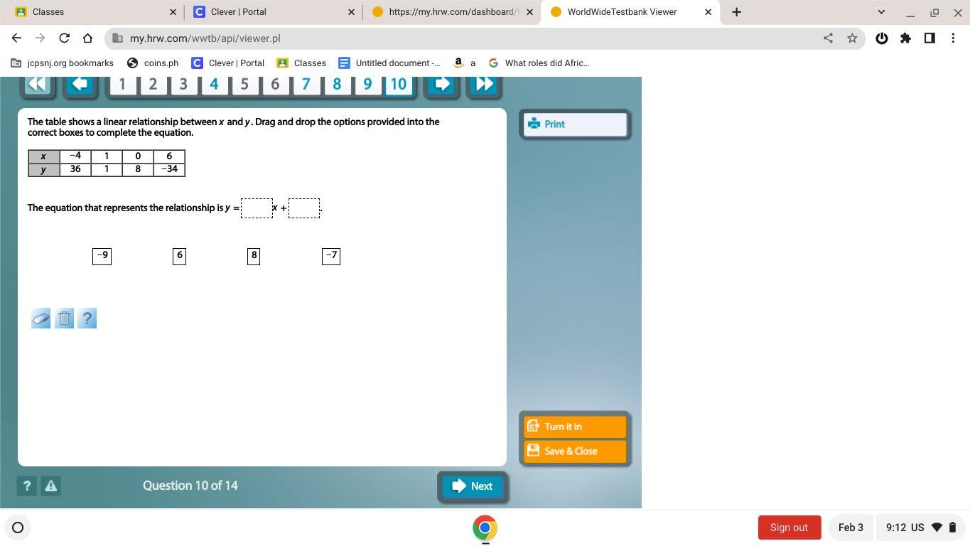 The Table Shows A Linear Relationship Between X And Y. Drag And Drop The Options Provided Into The Correct