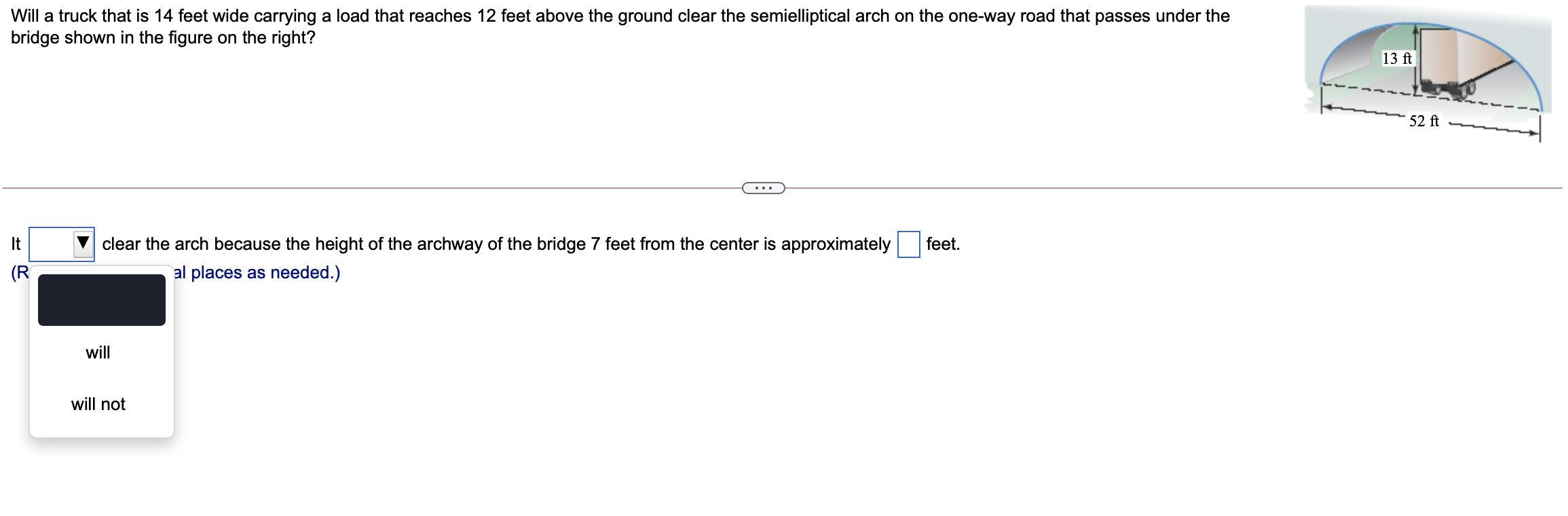 Will A Truck That Is 14 Feet Wide Carrying A Load That Reaches 12 Feet Above The Ground Clear The Semielliptical