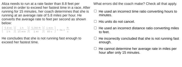 Aliza Needs To Run At A Rate Faster Than 8.8 Feet Per Second In Order To Exceed Her Fastest Time In A