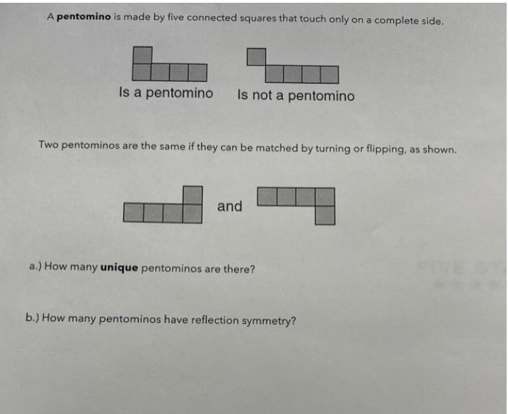 Please Help Me With This Pentomino Question.