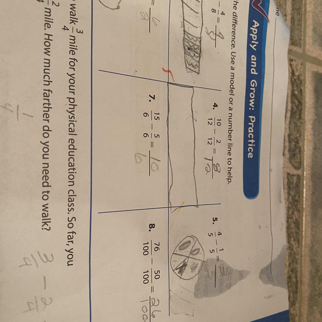 Trying To Use A Model Or Number Line For Fractions For A 4th Grader 