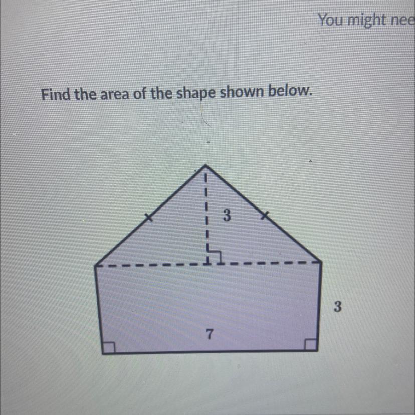 Find The Area Of The Shape Shown Below.
