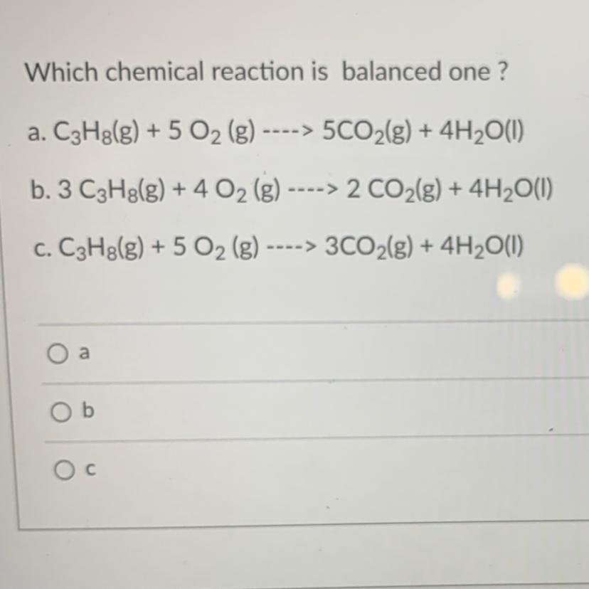 Help Me Find Out Which Reaction Is Balanced 