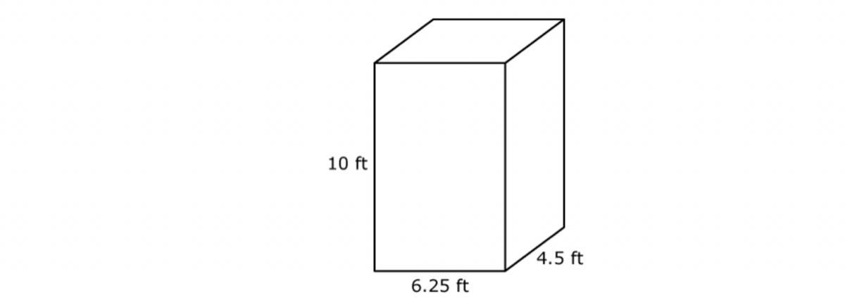 Find The Volume Of The Rectangular Prism.90.625 Cubic Feet107.5 Cubic Feet281.25 Cubic Feet20.75 Cubic