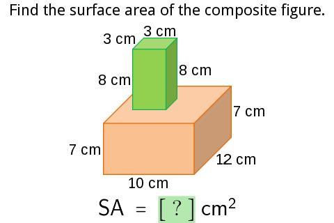 (this Is All The Points I'm Able To Give) Find The Surface Area Of The Composite Figure.SA = [ ? ] Cm^2