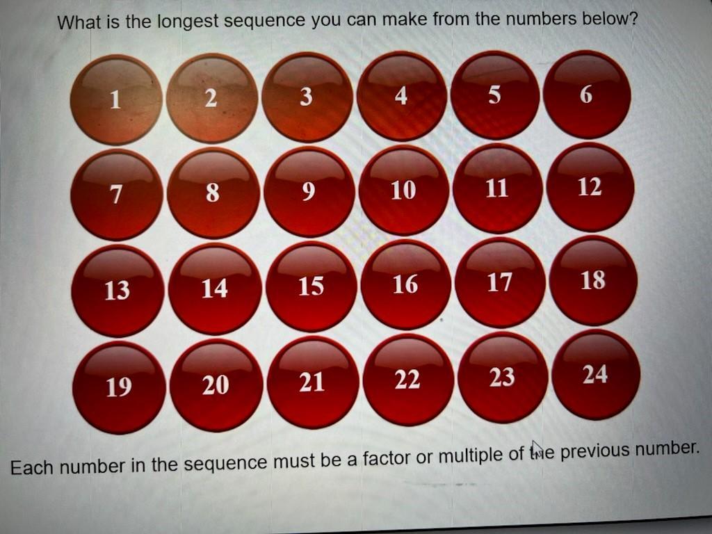 Factor The Numbers In A Sequence That Will Have You Using 21 Numbers.